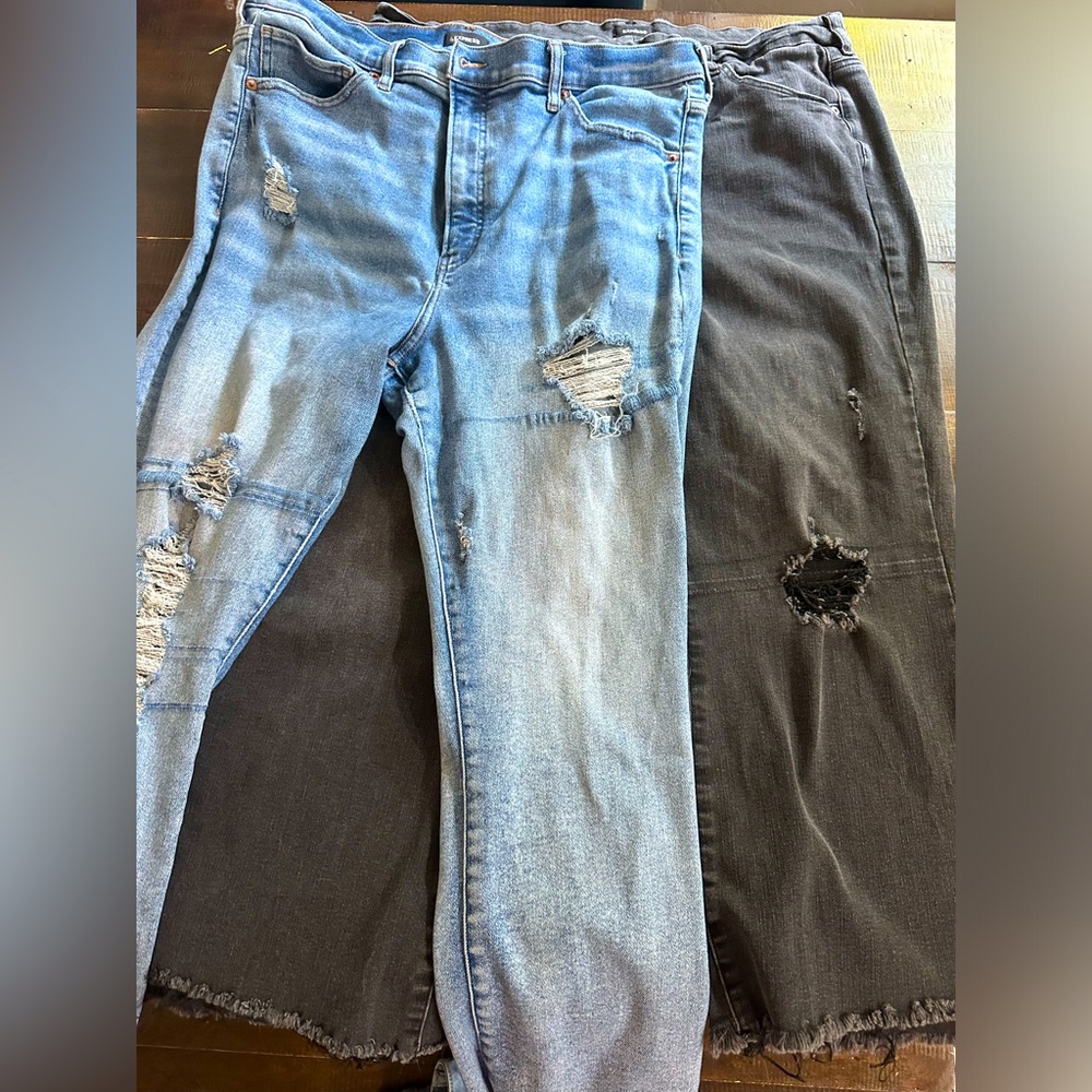 Pair of Express Cropped Jeans- both distressed size 18